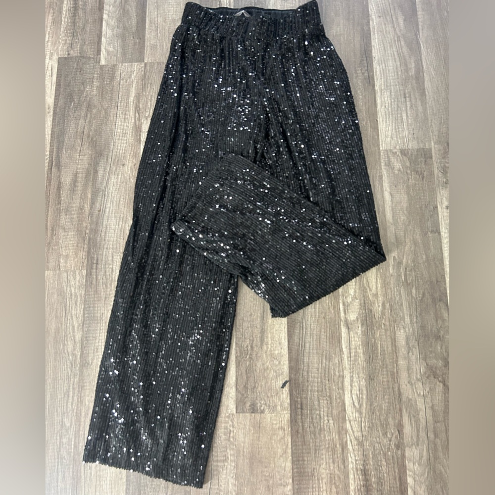 Black Sequin Women's Pants